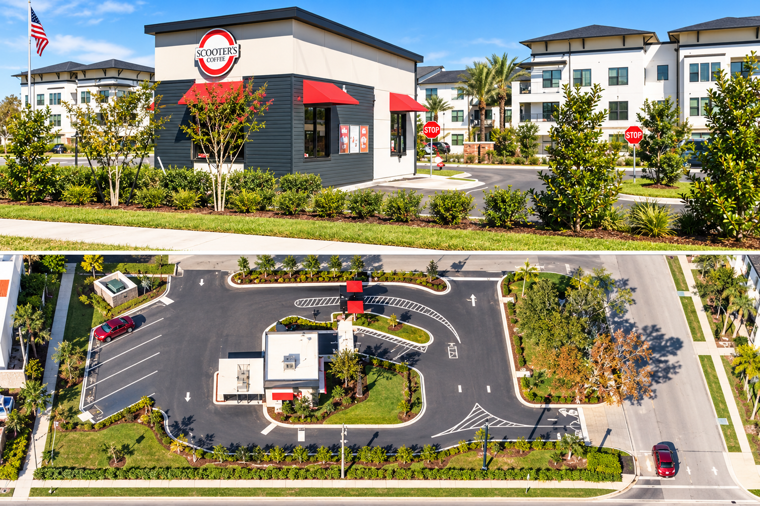 Coffee Shops & Standalone Businesses landscaping example in Central Florida
