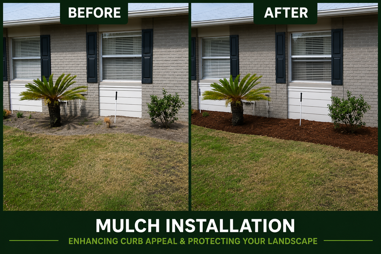 After mulch installation in Central Florida